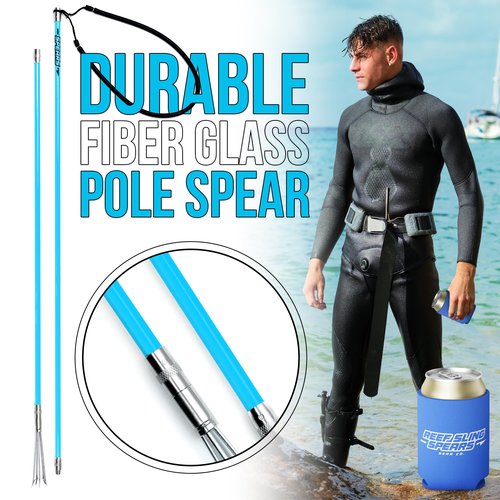 Hawaiian Sling Fishing Spear Set - Travel Fiberglass Pole Spear Harpoon for Spearfishing with 3 Prong Paralyzer Tips 5' - Fishing line Holder and Travel Bag Included for Spear Fishing Equipment