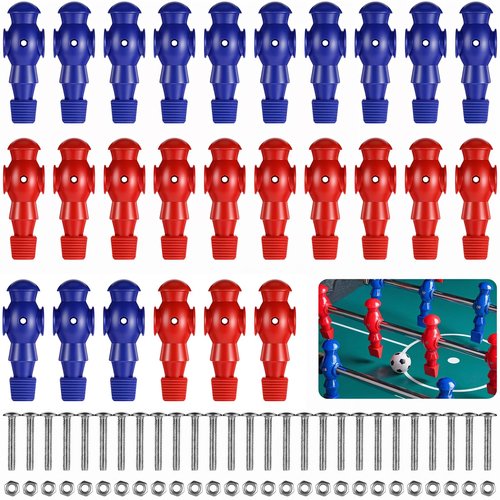 wutfuooo 26 Pcs Foosball Men, Resin Foosball Replacement Parts, Table Soccer Player Set for Tournament Foosball, 13 Red and 13 Blue