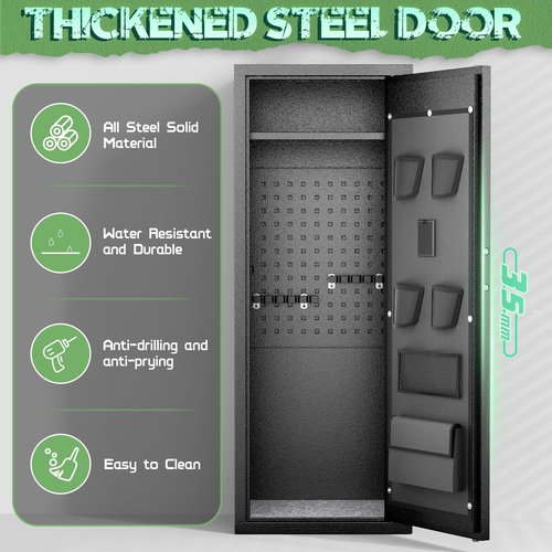 Oakcloud Fireproof Gun Safe for Rifles and Pistols; 10 Rifle Safe with 4 Pistol Pouches and Top Shelf; Gun Locker Cabinet with Password Access (Standard Edition)