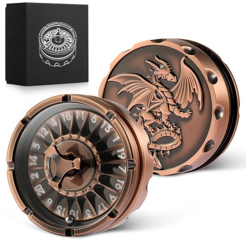 DNDND Roulette D20 Dice Metal Spinner D&D Dice with Gift Box for Dungeons and Dragon for Tabletop Game(Copper)