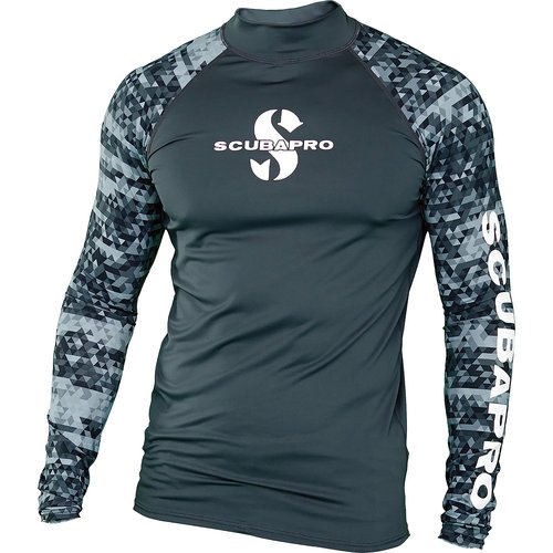 SCUBAPRO UPF 50 Rash Guard Long-Sleeve Men’s Diving Shirt, for Scuba Diving and Water Sports, Pull-On Polyester Exposure Protection Layer, X-Large, Graphite