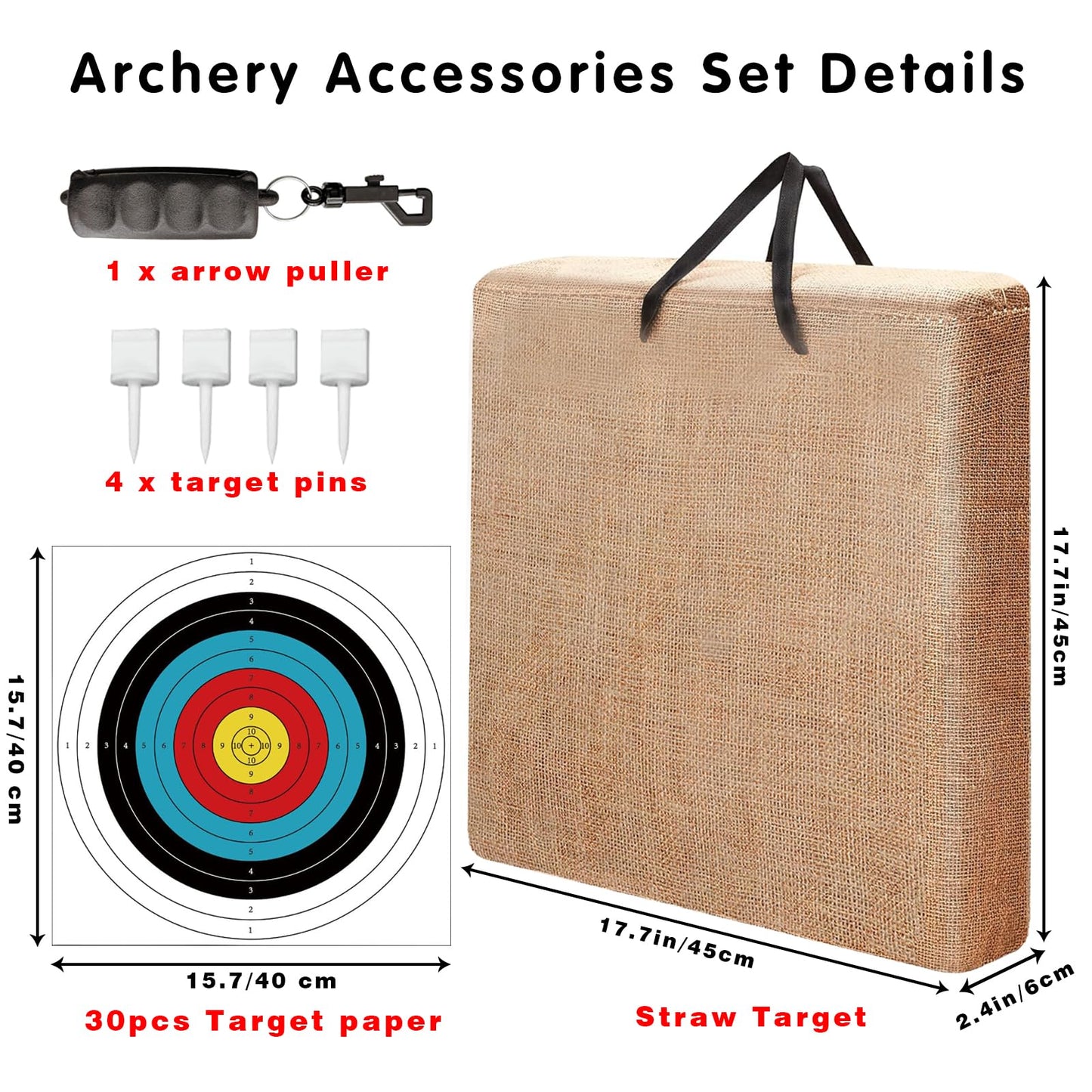 Archery Target Shooting Targets Bow Targets - Straw Target Practice Archery Backstop Archery Targets for Backyard for Compound Bow & Recurve Shooting Practice Outdoors17.7×17.7×2.4 in