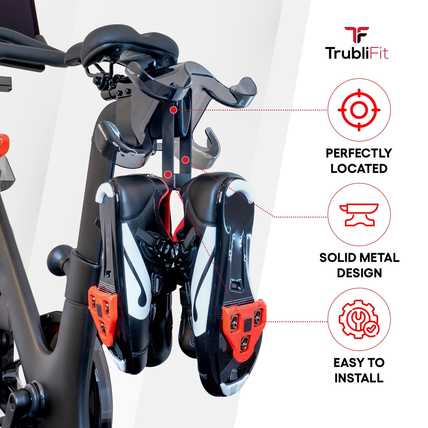 Metal Shoe Hanger for Original Peloton Bike Plus, Holds 2 Pairs of Shoes, Perfect Accessories for Original Peloton Bike+, Shoe Holder for Peloton, Solid Metal Shoe Rack