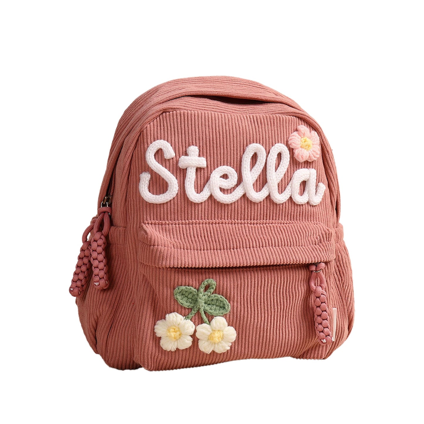 ZUNON Toddler Backpack for Girls, Personalized Corduroy Small Mini Toddler Girl, Custom Name Backpack Bookbag, School Bag for Kids Girls Boys 4-15 Years, Pink