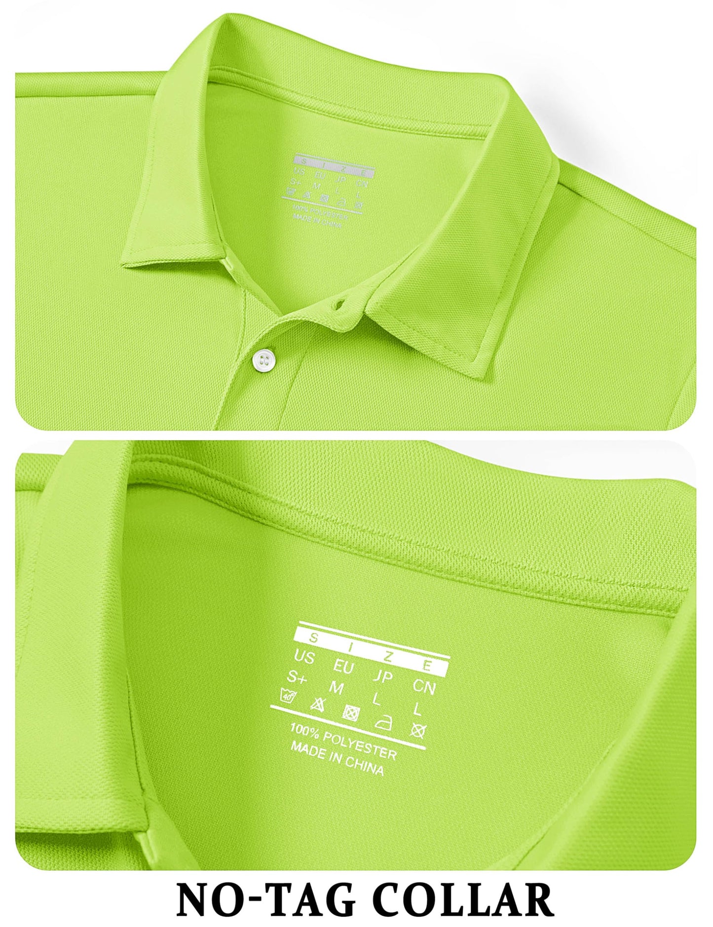 TACVASEN Mens Golf Shirt Dry Fit Mens Polo Shirts Short Sleeve Performance Golf Polos for Men with Collar Work Shirts Neon Green, S