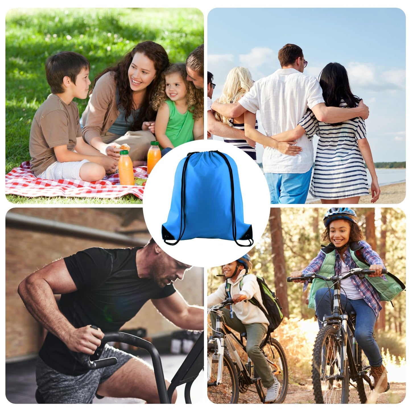 KUUQA 2 Pcs Light Blue Drawstring Backpack Drawstring Bag Bulk Sports Cinch Bags String Backpack Storage Bags for Gym Traveling