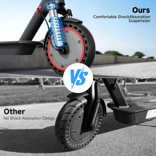 XUG Electric Scooter for Adults with Dual Suspension System - 8.5"/10" Solid Tires, 350W/500W Brushless Motor, 16/19/22 Mph, 19-23 Miles Range, Double Braking Folding Fast E-Scooter, App Control