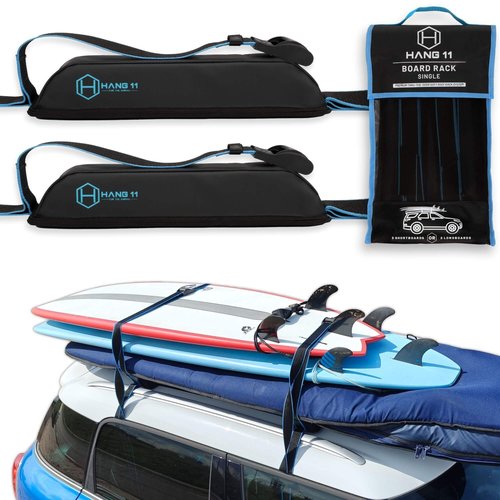 Hang 11 Surfboard Roof Rack - Fits Any Vehicle, Carries up to 3 Boards, Extra-Wide 1.5" Straps, Premium Surfboard Car Rack, Soft Universal Roof Carrier for Surf Board Paddle Board & SUP