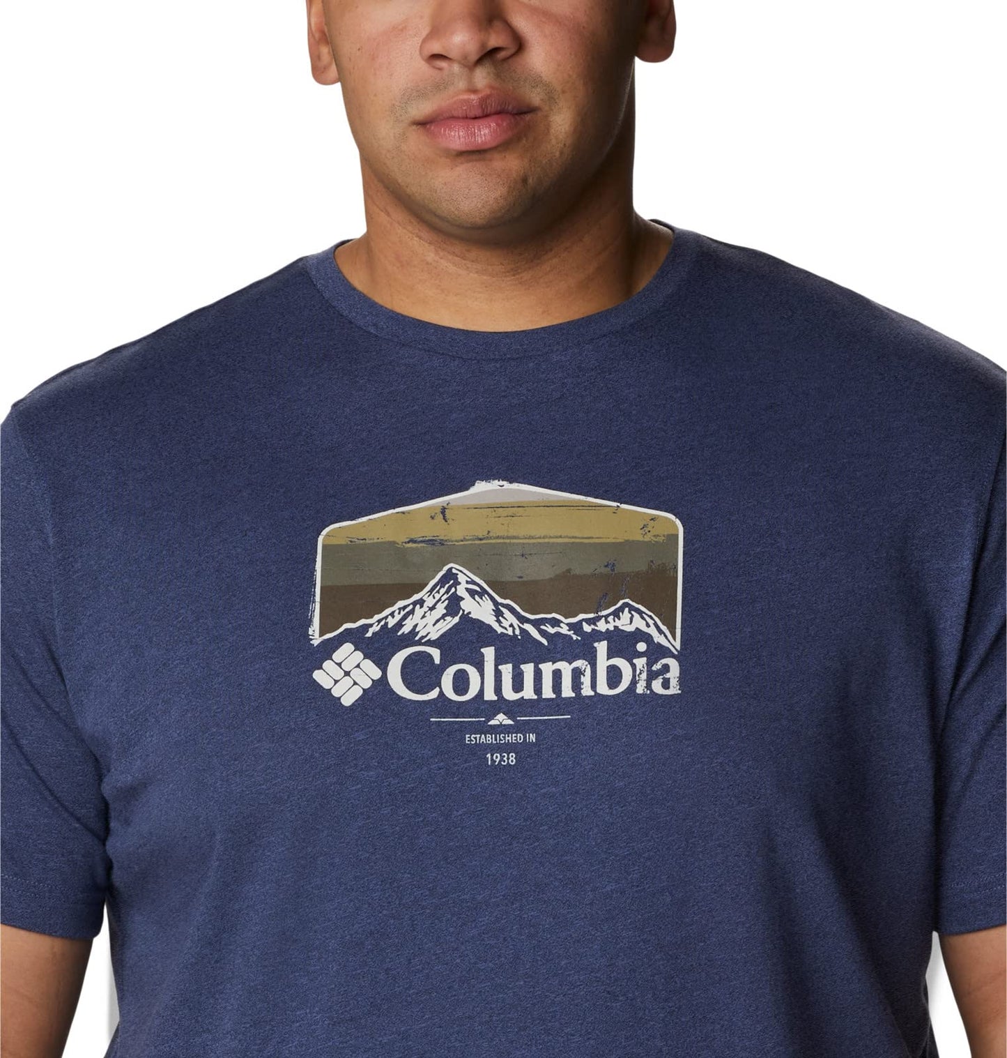 Columbia Men's Thistletown Hills Graphic Short Sleeve, Dark Mountain Heather/Hikers Graphic, 3X Tall