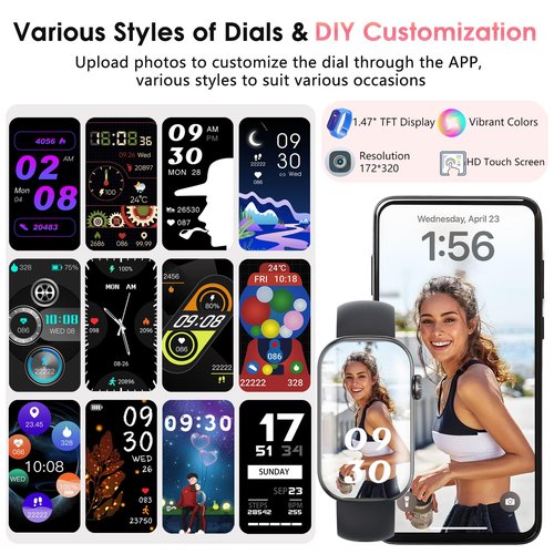 Fitness Tracker, Smart Watch with 24/7 Dynamic Heart Rate Blood Oxygen Monitoring Sleep Tracker Answer / Make Call 24 Sports Modes Pedometer IP68 Waterproof Step Calorie Counter for Women Men (Black)