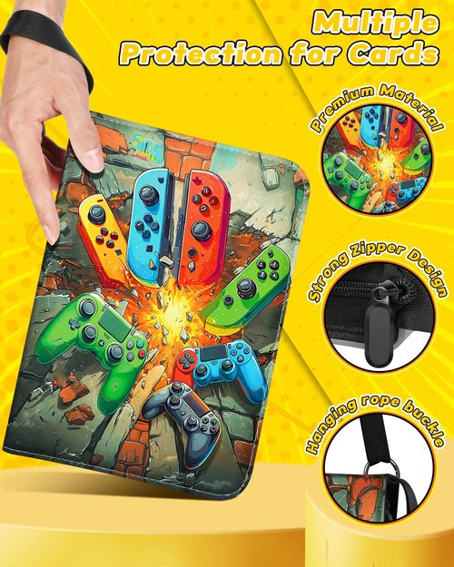 Lotadilo for Card Binder with 440 Pockets 4 Pocket - Trading Card Collection Album Folder for Men Kids Boys Teens for Sports Cards Game Cards with Zipper Hand Carrying, Games