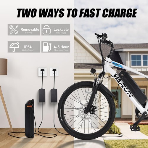 VARUN Electric Bike - Electric Bike for Adults Peak 500W Motor with Removable Battery - Up to 35Miles 20MPH 24'' Ebike with Front Fork Suspension and Adjustable Seat