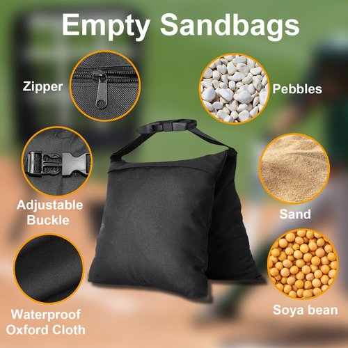 Wiseek 2 Pack Sandbags - Sand Bags for Weight with 4 PE Bags and Max Load Capacity of 15 lb, Sand Bags for Baseball Net, Batting Net, Golf Net, Football Net, Baseball Base