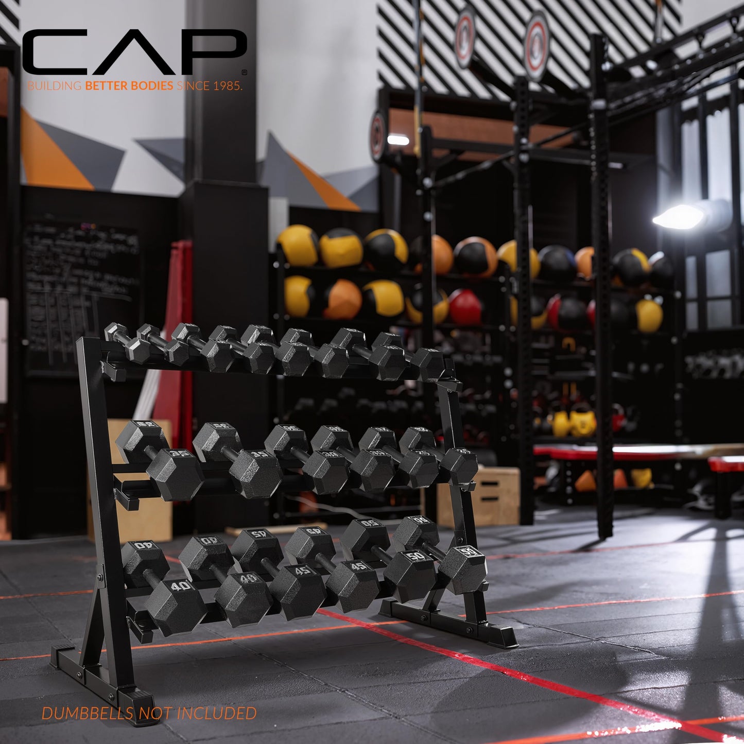 CAP 51-Inch 3-Tier Hex Dumbbell Storage Rack, Holds 5–50lb Pairs