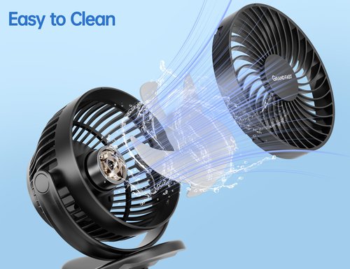 Golf Cart Rechargeable Fan Compatible with EZGO Club Car Yamaha, Golf Palyer Summer Essential 4 Powerful Speeds Clip on Fan with 360° Pivot, 13 Hrs Run Cordless Fan, Battery Operated Fan for Golf Cart
