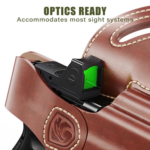 MUNALO OWB Holster Compatible with Glock 19, 19X, 23, 32, 44, 45 ??Outside Waistband Hip Carry Leather Holster, Right-Handed