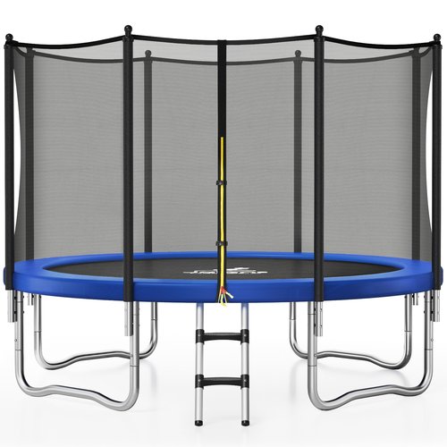 JELENS Trampoline 8FT 10FT, Outdoor Trampolines with Enclosure Net and Ladder, Recreational Anti-Rust Trampolines for Kids and Adults, ASTM Approved (Blue, 10FT)
