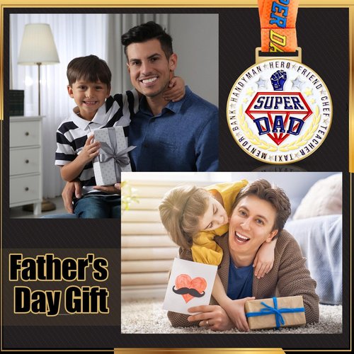 Loetere Super Dad Medal Gifts for Dad from Daughter or Son, Best Ever Gifts, Funny Award Gifts for Birthday Father's Day Present