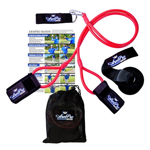 Arm Pro Bands Baseball Softball Resistance Training Bands for Arm Strength, Pitching and Conditioning Equipment, Anchor Strap, Door Mount (Red - Advanced Athletes, High School, Travel Teams)