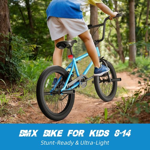 67i Boys BMX Bike 8-12 Years 18"/20" | 4 Steel Pegs, U-Brakes, Adjustable Seat & Hi-Ten Steel Frame | Lightweight 2.35" Tires for Park & Street Riding (20'' (with Pegs), Blue)