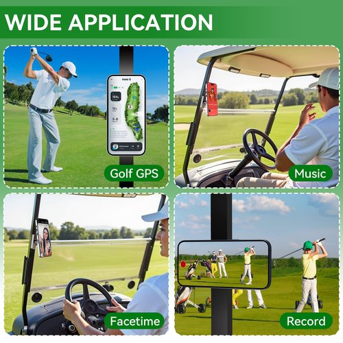Soagrc Golf Cart Phone Holder - Magnetic Phone Mount for MagSafe & Universal Phones, 360° Adjustable, Fits EZGO & More, Ideal Golf Gift for Men & Women (Black)