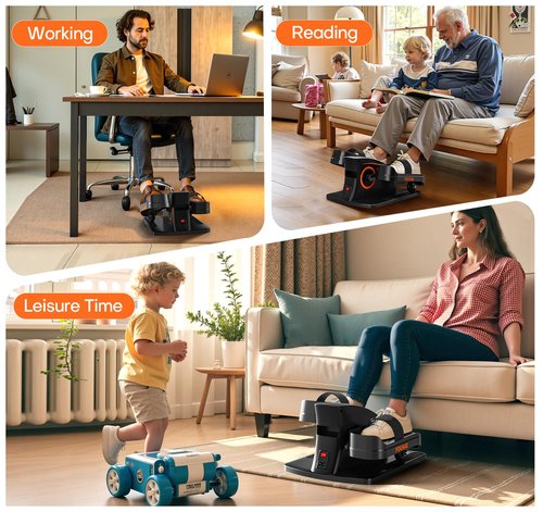 Under Desk Elliptical, Upgraded 6 Adjustable Resistance &15 Speeds Leg Exerciser While Sitting for Seniors with Forward & Reverse Direction, Ellipse Leg Exerciser with Touch Screen and Remote Control