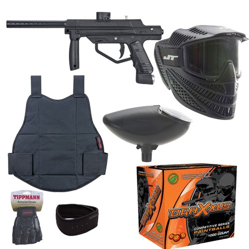 Tippmann JT Stealth Paintball Marker Battle PAK w/1K Paintballs, Mask, Loader, Gloves, Chest and Neck Protector
