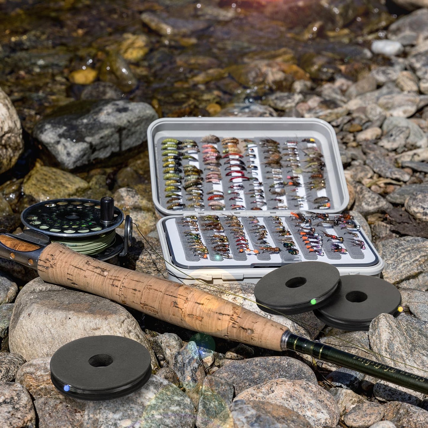 SF 9FT 3X 4X 5X Pre-Tied Loop Fly Fishing Tapered Leader Nylon Monofilemnt with T Holder Spools 6 Pack Combo