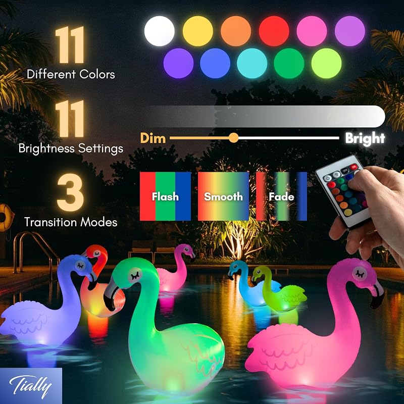 TIALLY Flamingo Pool Lights 2 Pack - Solar Floating Pink Flamingo Luminaries (Variation: Flamingo+2 Pack)
