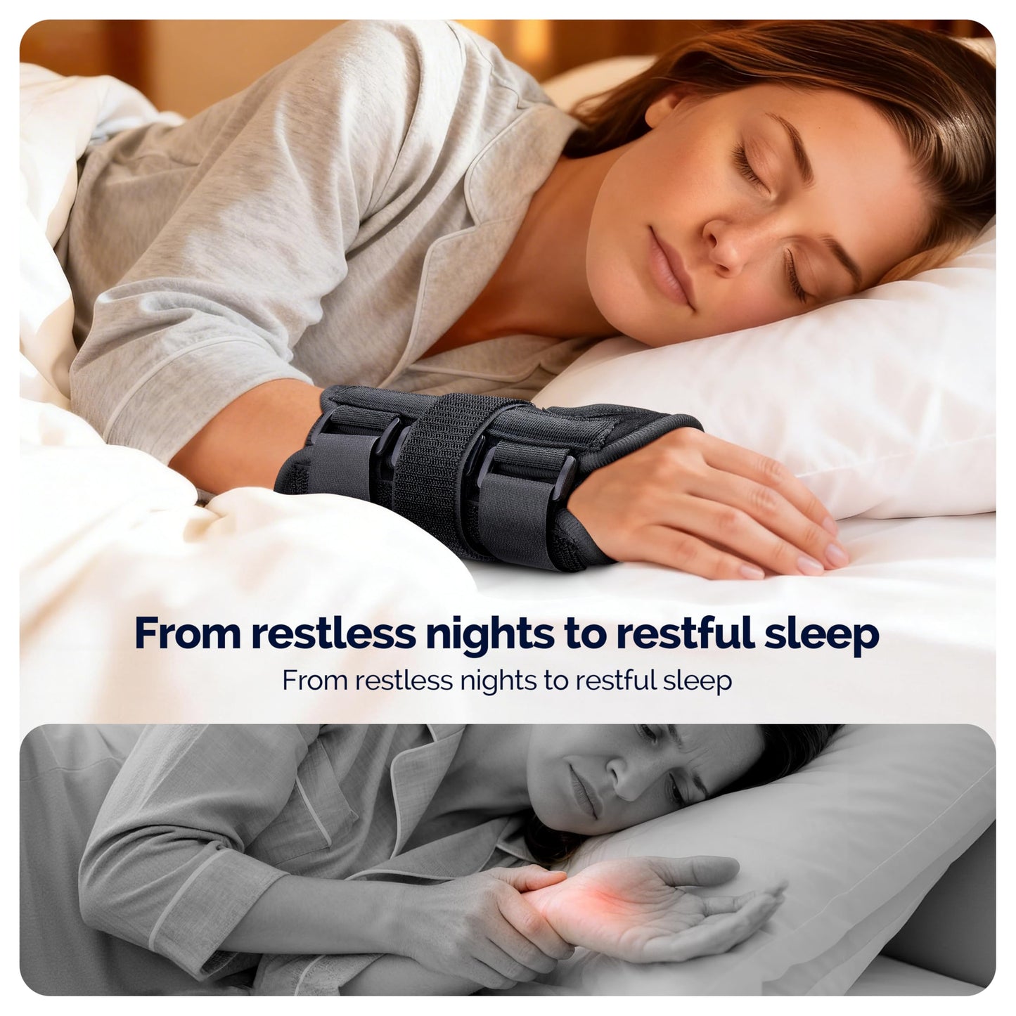 FEATOL Carpal Tunnel Wrist Brace Night Support 2 Pack - Wrist Splint for Pain Relief Tendonitis, Sprained, Arthritis - Metal Splint Stabilizer With Hand Brace -FOR Sleeping Women Men -Right&Left(M/L)