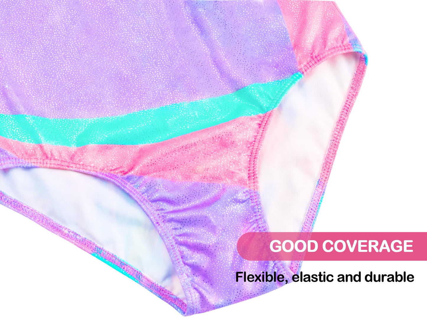 Domusgo Leotards for Girls Gymnastics Size 9-10 Years Old Sparkle Purple Blue Lightweight Athletic Outfits