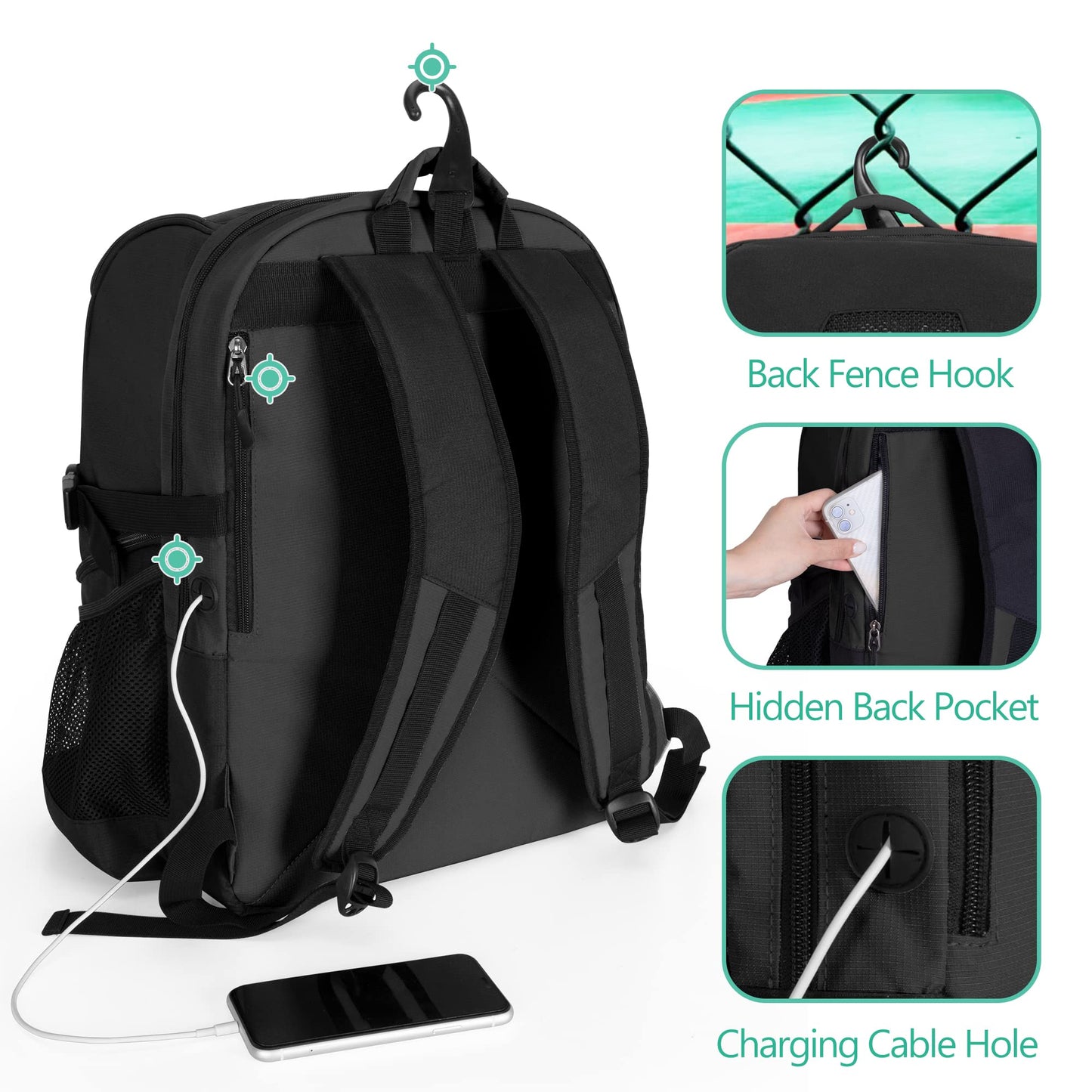 GOBUROS Basketball Bag Backpack with Ball & Shoe Compartment, Soccer Bag