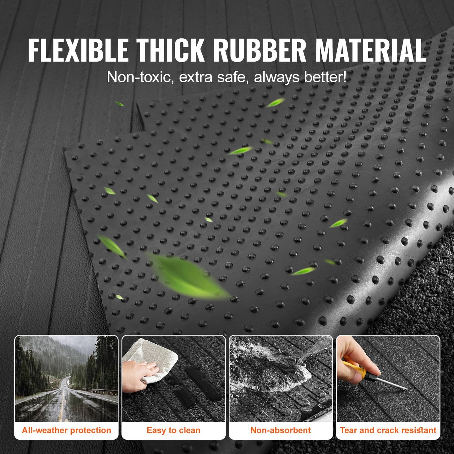 VEVOR Truck Bed Mat, Fits for 2015-2026 Ford F150 5.5 FT Short Bed, 66.5" x 64" Rubber Truck Bed Liner, 1/4" Thick Bed Mat Car Accessories for All-Weather Protection, Prevent Slipping or Damage
