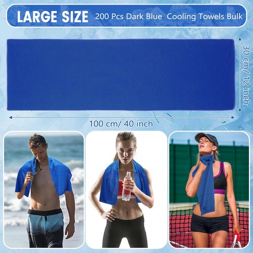Hosuly 200 Pack Cooling Towels 40"x12" Ice Breathable Soft Chilly Sweat Rag Microfiber Workout Rags for Gym Cooling Towels for Neck and Face for Yoga Golf Sport Running