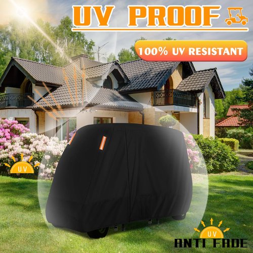 Golf Cart Cover 2/4 Passenger,Waterproof Outdoor Golf Cart Covers 2/4-Seater Extended Roof,Durable Weatherproof,Compatible with Club Car,EZGO,Yamaha,Cushman,Evolution,Kandi,Tomberlin-115x52x66 Inch