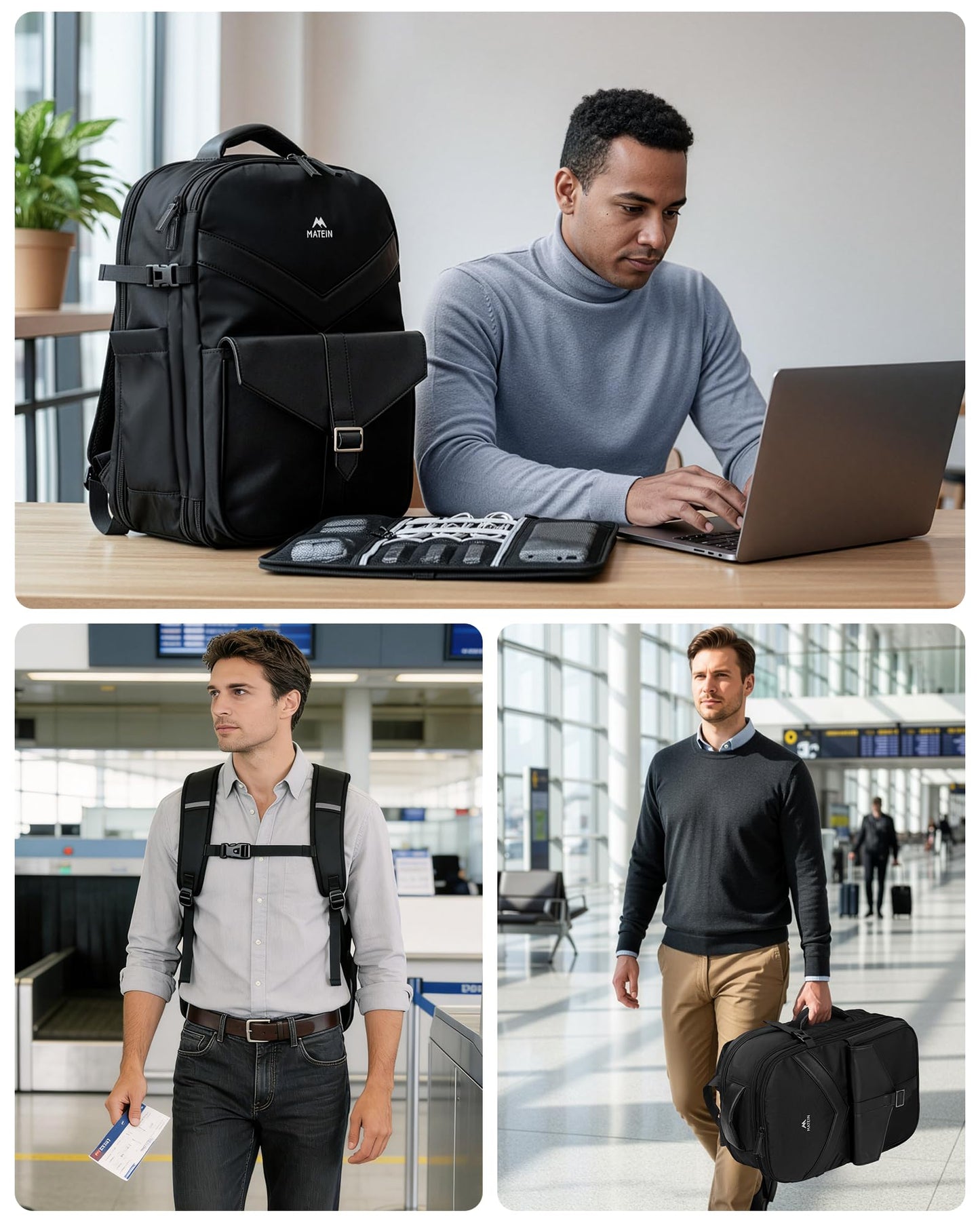 MATEIN CLASSIC Personal Item Backpack with Detachable Tech Organizer