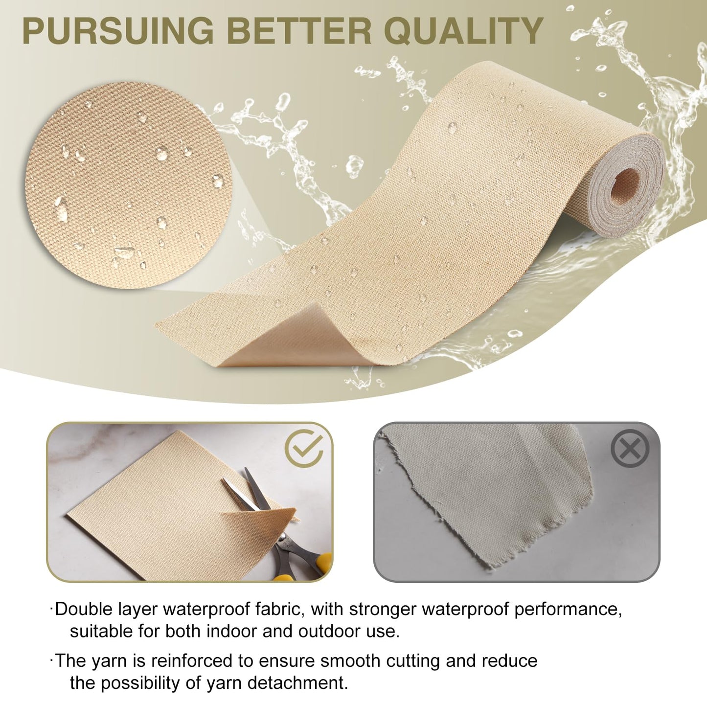 Gheeidau Canvas Repair Tape 4×70 Inch Waterproof Self-Adhesive Fabric Repair Patch for Repairing Boat Covers,Tents,Patio Umbrellas,Car Seats,Luggage,Sofas.(Beige)