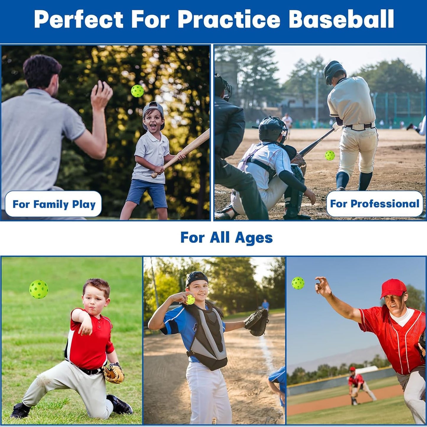 Coopay 20 Pack Baseball Practice Balls Plastic Training Balls Lightweight Hollow Softballs with a Drawstring Bag for Hitting, Baseball Training Indoor Outdoor Use (Green)