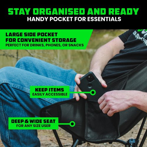 Rhino USA Portable Camping Chair (400lbs Capacity) - Collapsible Compact Lightweight Camp Chair for Backpacking, Hiking & Fishing - Small Foldable and Portable Camping Chairs for Adults and Kids