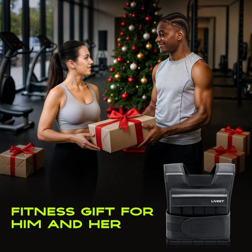 Liveet Adjustable Weighted Vest for Men Women, 60lb Weight Vest with 20 Removable Weights, Heavy Duty Running Vest with Reflective Strips for Walking Strength Training Calisthenics