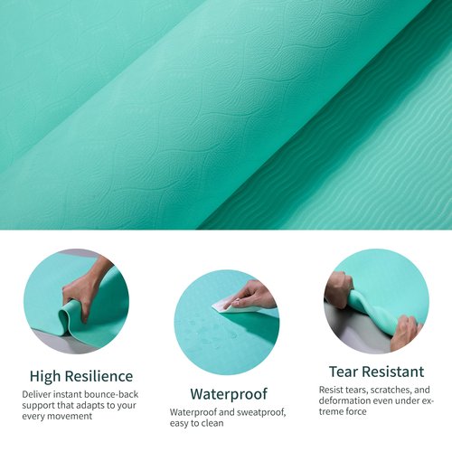 FLEXISPOT Yoga Mat, Exercise Yoga Mat with Non-Slip Design, Professional TPE Exericise Mat, 72" x 24" Multi-Purpose Workout Mat for Women, Pilates Fitness and Floor Exercises.