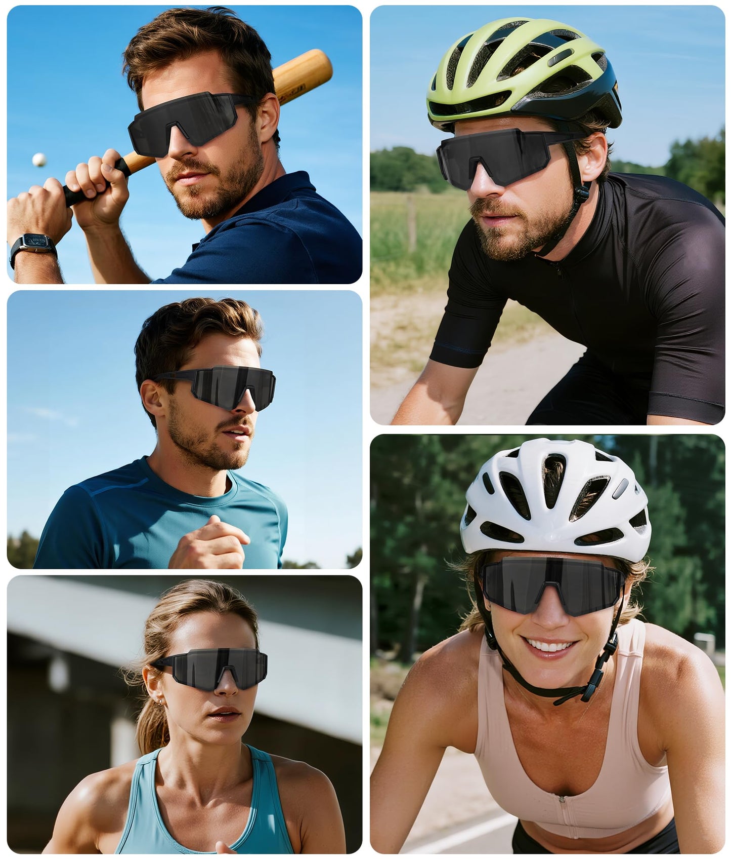 STORYCOAST Sports Running Sunglasses for Men Women Cycling Driving Fishing Bike Sunglasses Polarized UV400 Protection 3Pack Matte Black/Gray+ Black/Gray+ Black/Gray