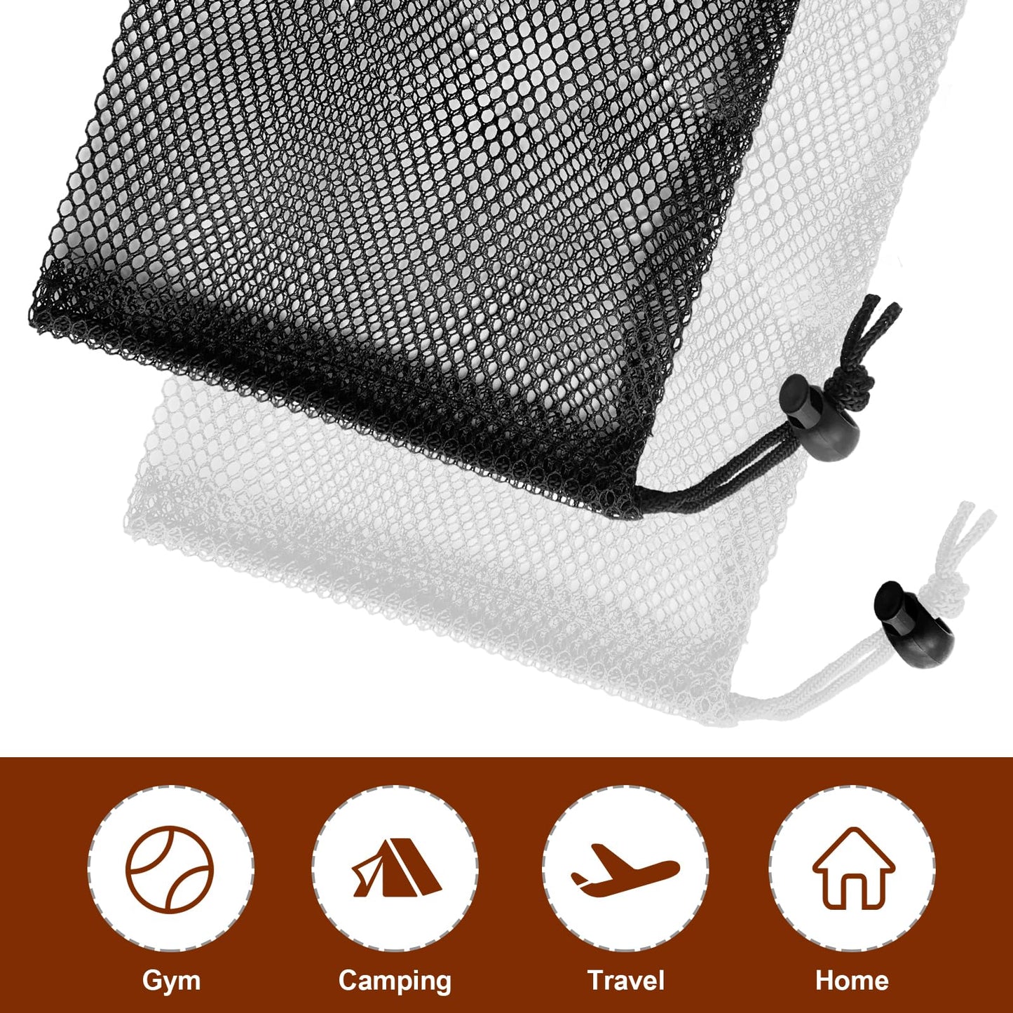 UNOONE Small Drawstring Bags, 7.8x5.9In Portable Storage Bags, Mesh Bags Drawstring for Toy, Mesh Bag Storage for Sport Indoor Fruit Outdoor (6PCS)