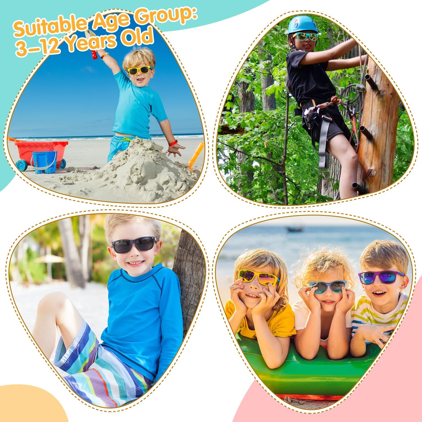 Mdvora 12pcs Kids Sunglasses Set, Toddler Sunglasses, for Outdoor(12pcs)