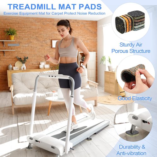 PATIKIL 6 Pcs Treadmill Mat Pads, 4x4x0.8 High Density Foam Anti Vibration Pad Sound Proof Floor Mat Exercise Equipment Mat for Carpet Protect Noise Reduction Home Gym, Yellow