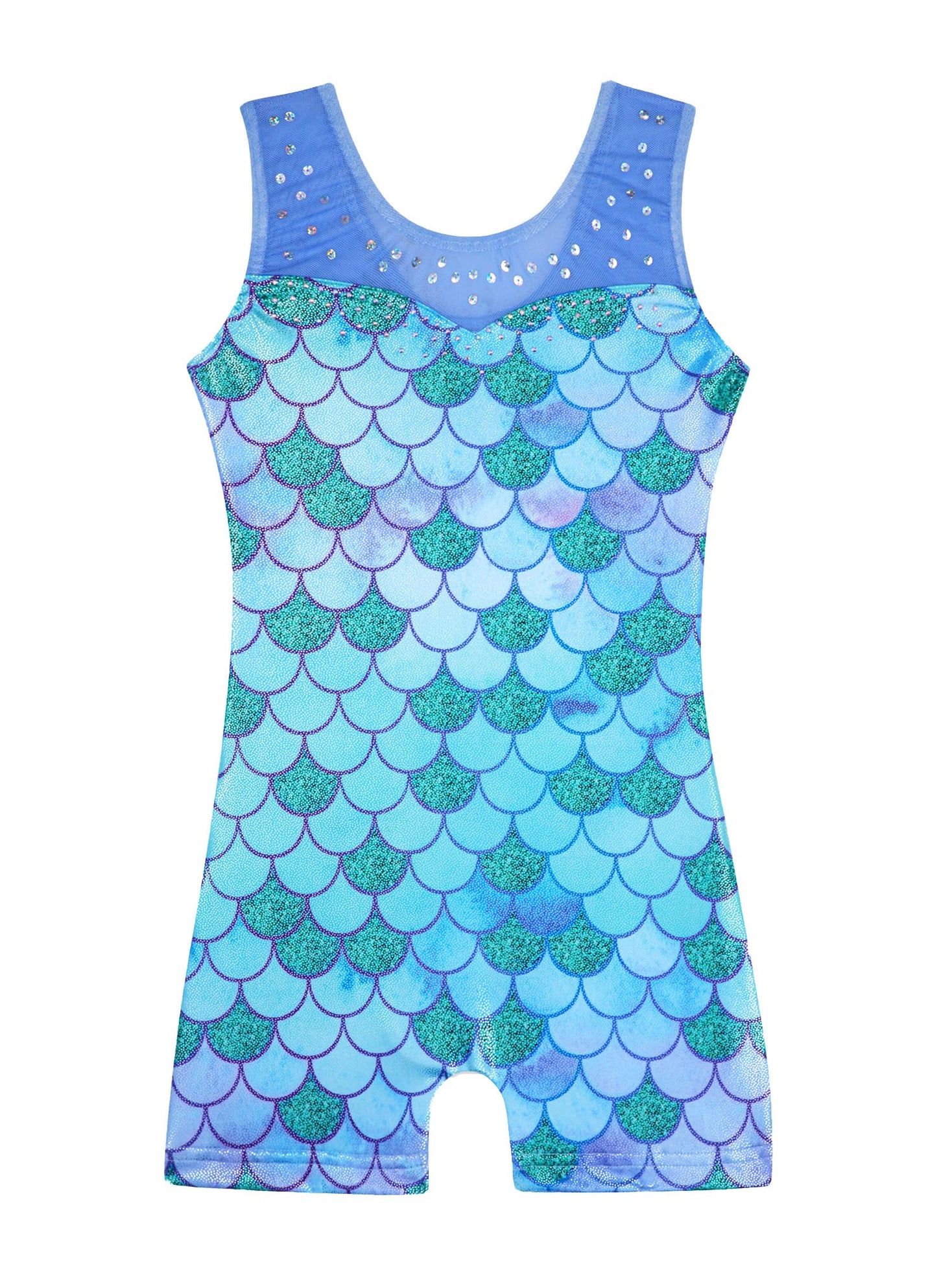 HOZIY 4t Gymnastics Leotards for Girls 3t Green Mermaid Mesh Strap Spliced Rhinestone Sequins Tumbling Outfits Biketard Practice Ropa De Niña Para Gimnasia Suit