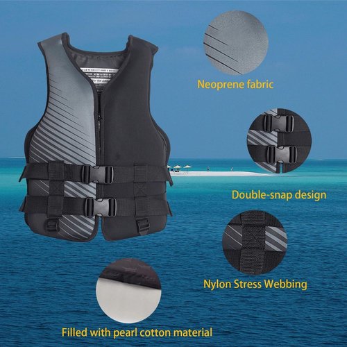 Heavy Duty Life Jacket for Adults, Neoprene Safety Vest with Quick-Release Buckles, for Kayaking, Rafting, Boating & Water Sports(Small)