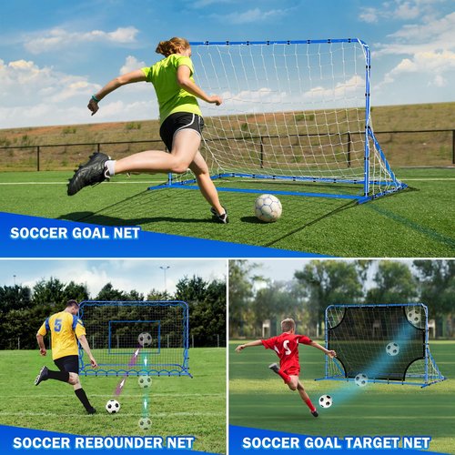 6X4FT Three Mode Soccer Goal & Rebounder Net & Target Net,Four Targets for Precise Training,Tough-Built for Intense Shots,Quick-Switch Angle Soccer Training for Control/Passing Practice for Kids Teen