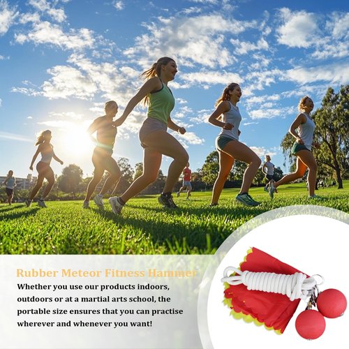 Xanadued Rope Dart Meteor Hammer, Rubber Throw Weight, Shoulder Reliever Ball Swing Exerciser Kit, Kung Fu Training Equipment (2 balls）