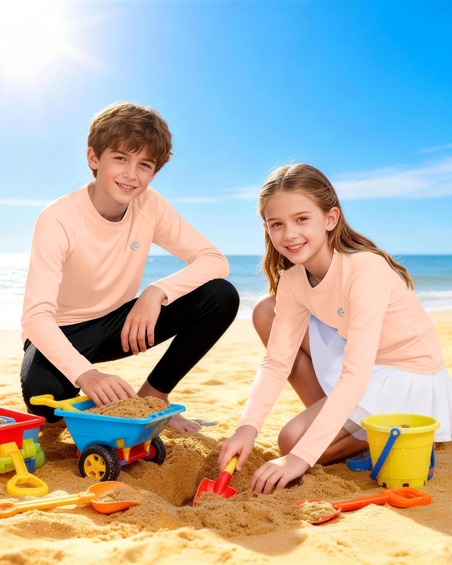 Boys UPF 50+ Swim Shirt Long Sleeve, 1 or 2 Pack UV Sun Protection Rash Guard, Youth Kids SPF Water Shirts for Beach Surf